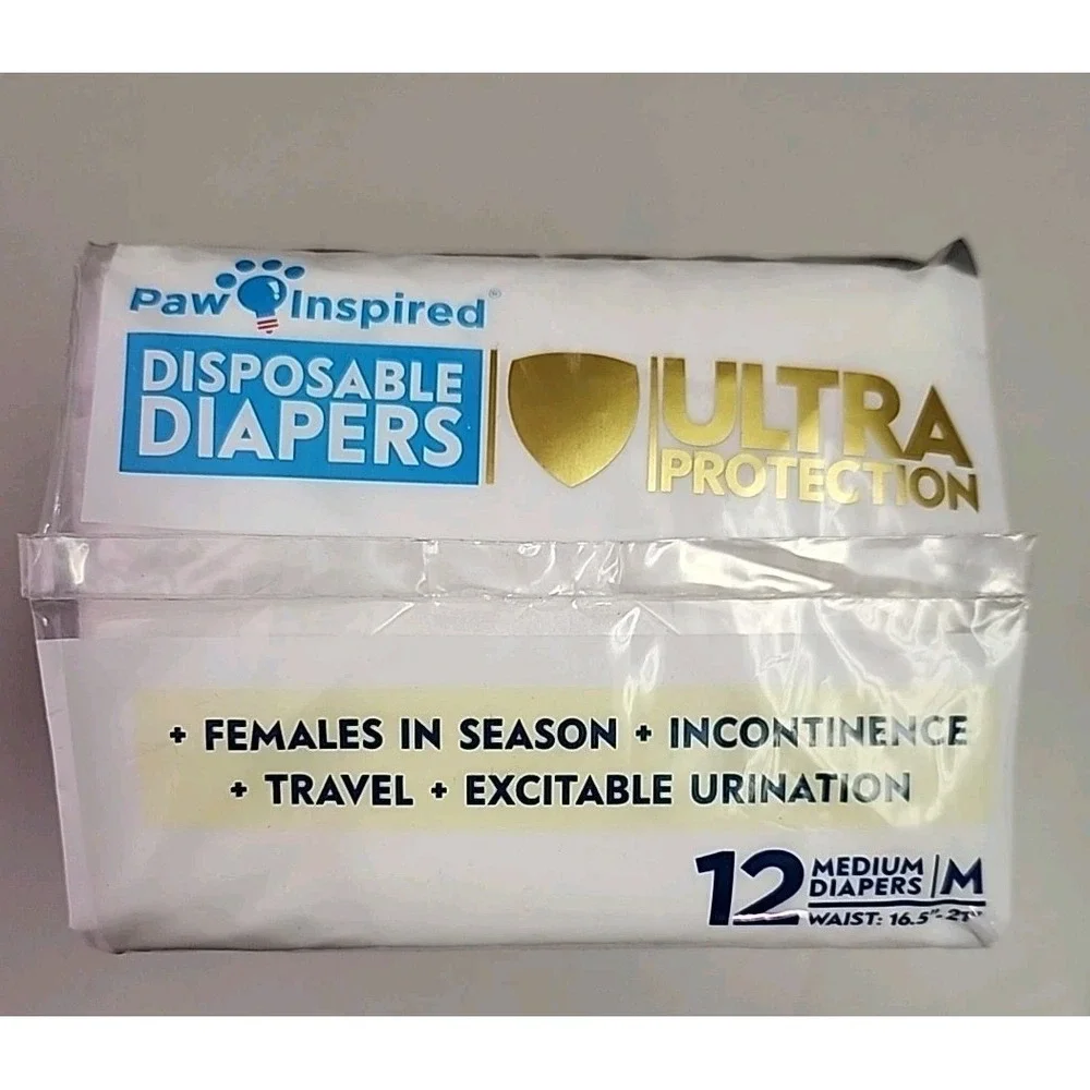 Paw Inspired Ultra Protection Disposable Diaper Sz M Dogs Pkg of 12, Training